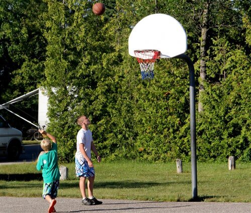 Photo of the full size basketball court at Mackinaw Mill Creek Camping in Mackinaw City, MI. © 2016 Frank Rogala.