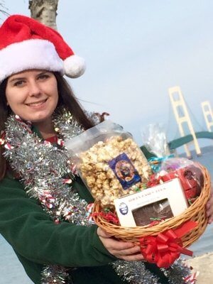 Photo of Christmas Gift Basket for Campers (Mackinac bridge in background). © 2017 Frank Rogala.