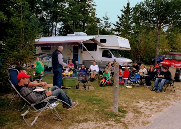 Photo of a family reunion on Labor Day at Mackinaw Mill Creek Camping in Mackinaw City, MI. © 2016 Frank Rogala.