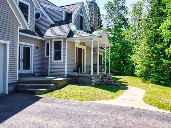 Front fascade of Huron House Rental by Mackinaw Mill Creek Camping in Mackinaw City, MI