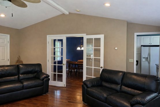 Living Room of Huron House Rental by Mackinaw Mill Creek Camping in Mackinaw City, MI