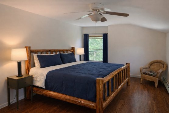 1 of 2 King size bedrooms of Huron House Rental by Mackinaw Mill Creek Camping in Mackinaw City, MI