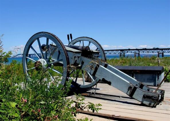 Photo of cannon from the Revolutionary War period at Colonial Michilimackinac in Mackinaw City, MI. © 2016 Frank Rogala.