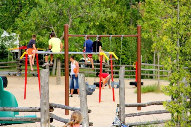 Photo of one of three playgrounds at Mackinaw Mill Creek Camping in Mackinaw City, MI. © 2016 Frank Rogala.