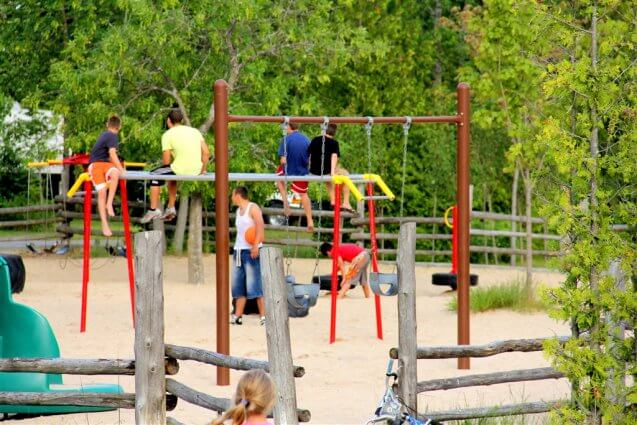 Photo of one of three playgrounds at Mackinaw Mill Creek Camping in Mackinaw City, MI. © 2016 Frank Rogala.