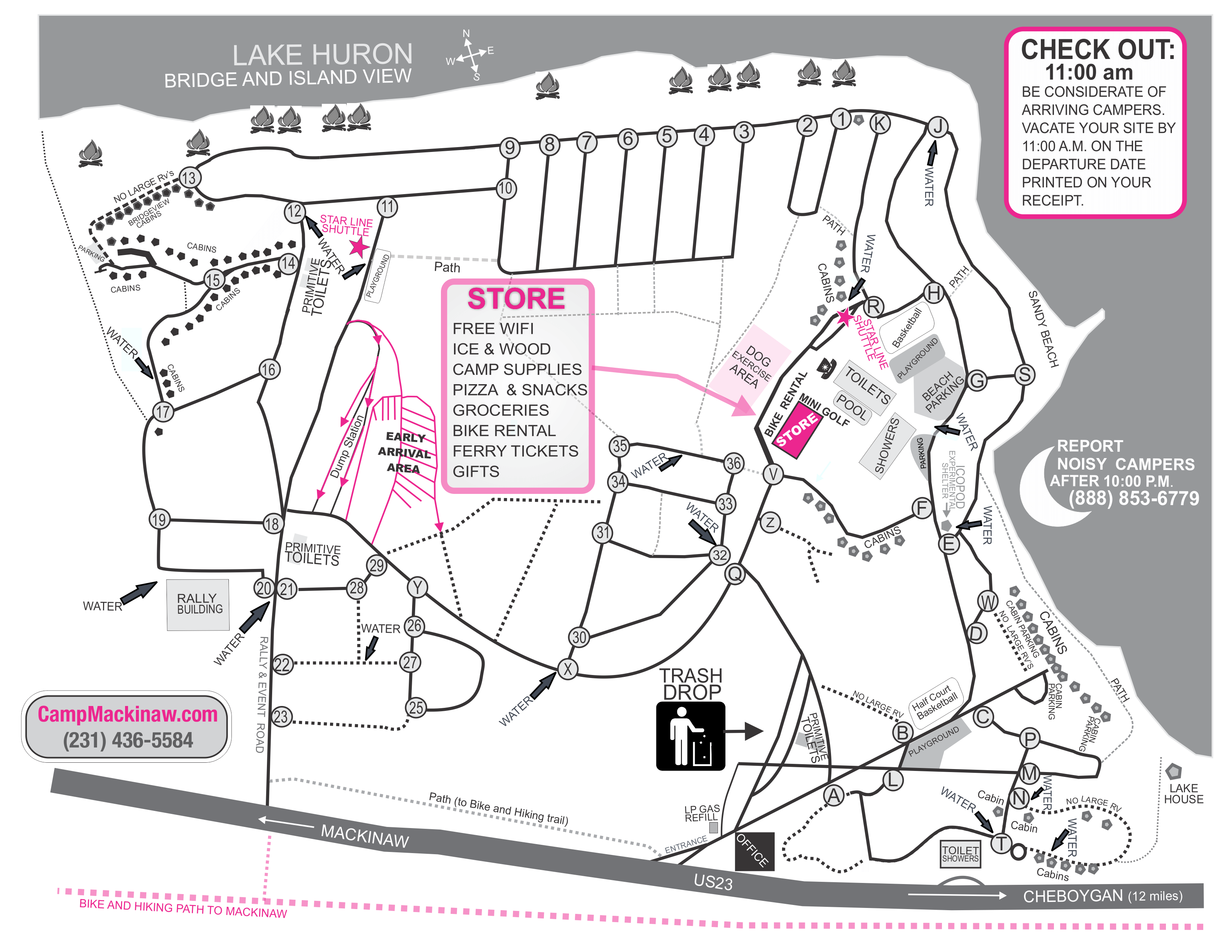 Campground map of Mackinaw Mill Creek Camping (PDF) .