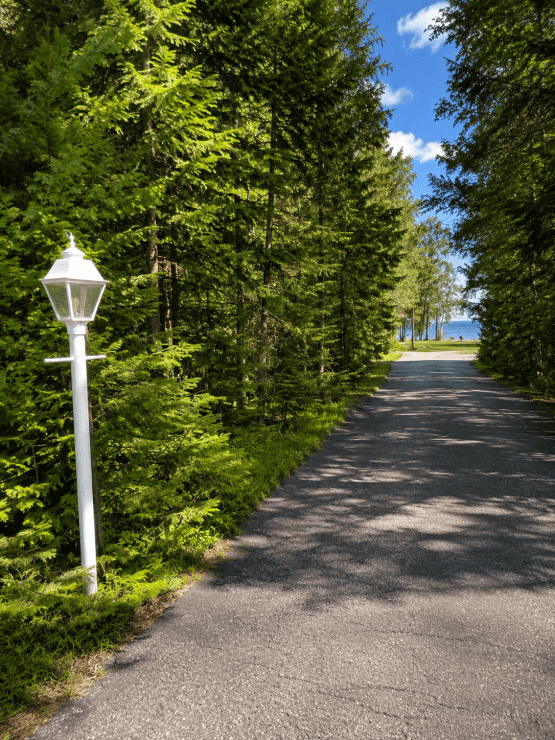 Huron House Beach access view Mackinac Bridge