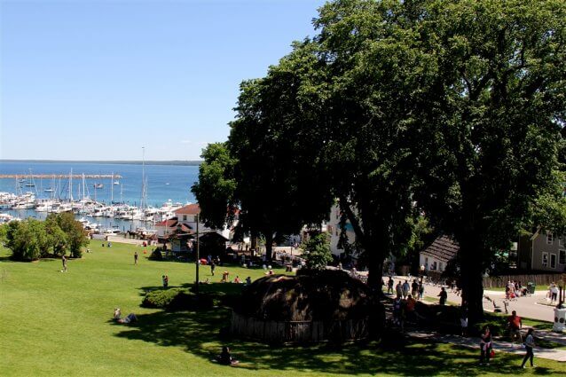 Photo of the walkway to Fort Mackinac by the harbor of Mackinac Island. © 2016 Frank Rogala.