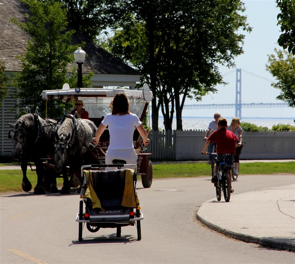 Photo of horse-drawn carriages on Mackinac Island. © 2016 Frank Rogala.