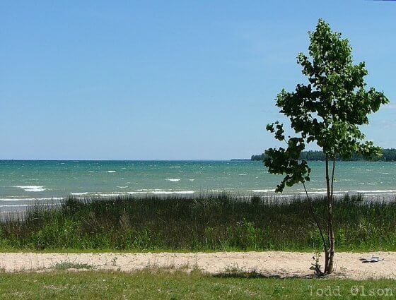 Photo of the Lake Huron shoreline by Todd Olson at Mackinaw Mill Creek Camping in Mackinaw City, MI.