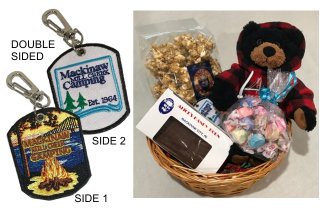 Photo of Camping Gift Basket with Teddy Bear, Key Chain & Treats. © 2017 Frank Rogala.