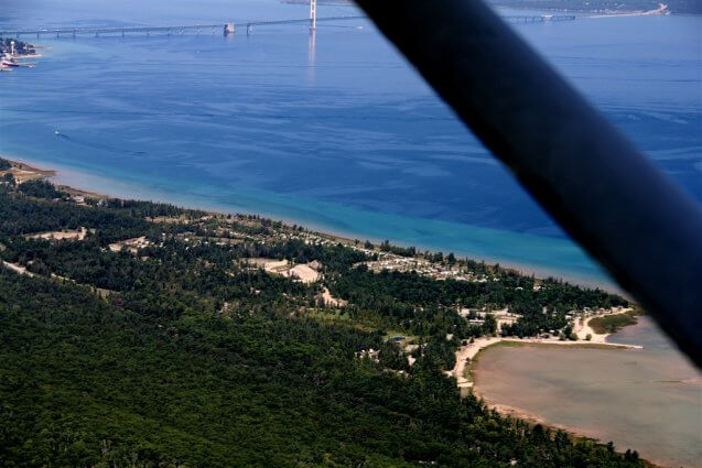 Bird's-eye view of Mackinaw Mill Creek Camping in Mackinaw City, MI. © 2016 Frank Rogala.