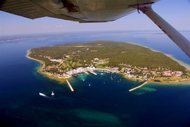 Bird's-eye view of Mackinac Island. © 2016 Frank Rogala.