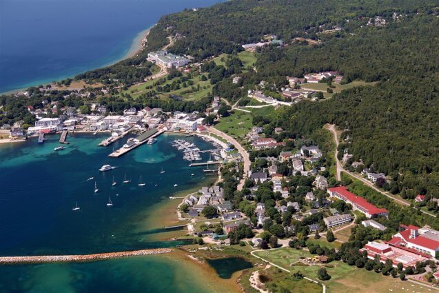 Bird's-eye view of the Mackinac Island Harbor. © 2016 Frank Rogala.