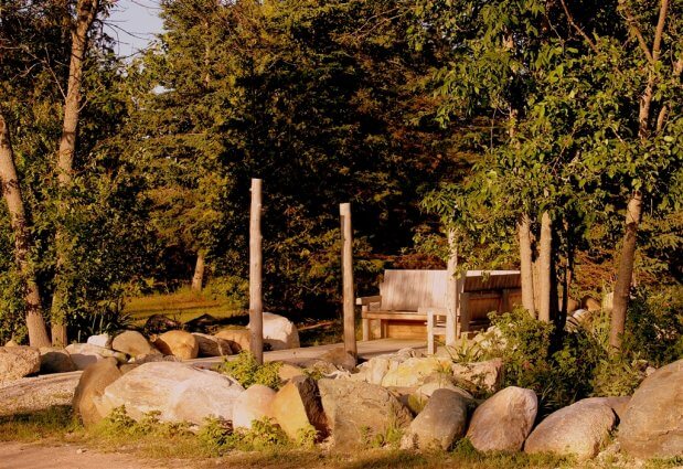 Photo of a bench at Mackinaw Mill Creek Camping in Mackinaw City, MI. © 2016 Frank Rogala.