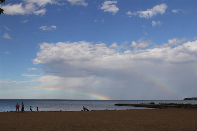 Photo of double rainbows from the shore of Mackinaw Mill Creek Camping in Mackinaw City, MI. © 2016 Frank Rogala.