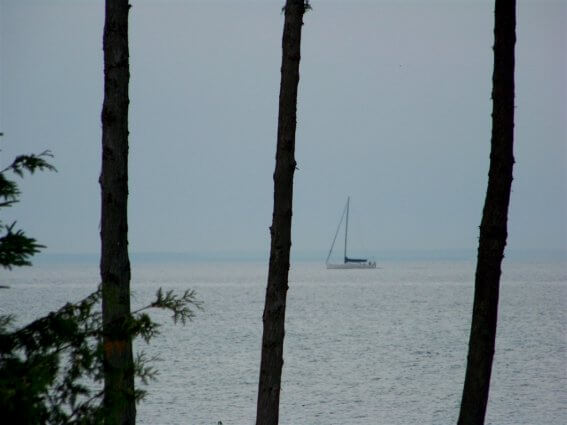 Photo of a sailboat on the shoreline of Mackinaw Mill Creek Camping in Mackinaw City, MI. © 2016 Frank Rogala.