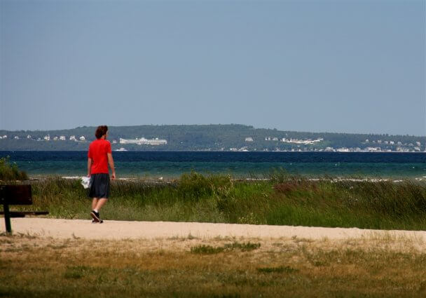 Photo of the Grand Hotel as seen from the shore of Mackinaw Mill Creek Camping in Mackinaw City, MI. © 2016 Frank Rogala.