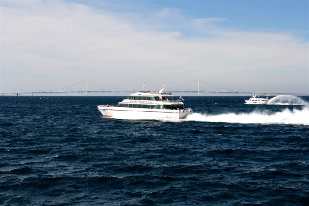 Photo of a ferry traveling to Mackinac Island on Lake Huron. © 2016 Frank Rogala.