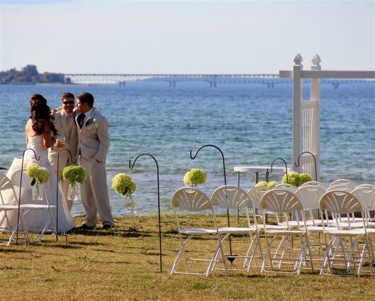 Photo of a wedding couple on the shores of Lake Huron at Mackinaw Mill Creek Camping in Mackinaw City, MI. © 2016 Frank Rogala.