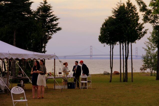 Photo of a wedding celebration about to begin at Mackinaw Mill Creek Camping in Mackinaw City, MI. © 2016 Frank Rogala.