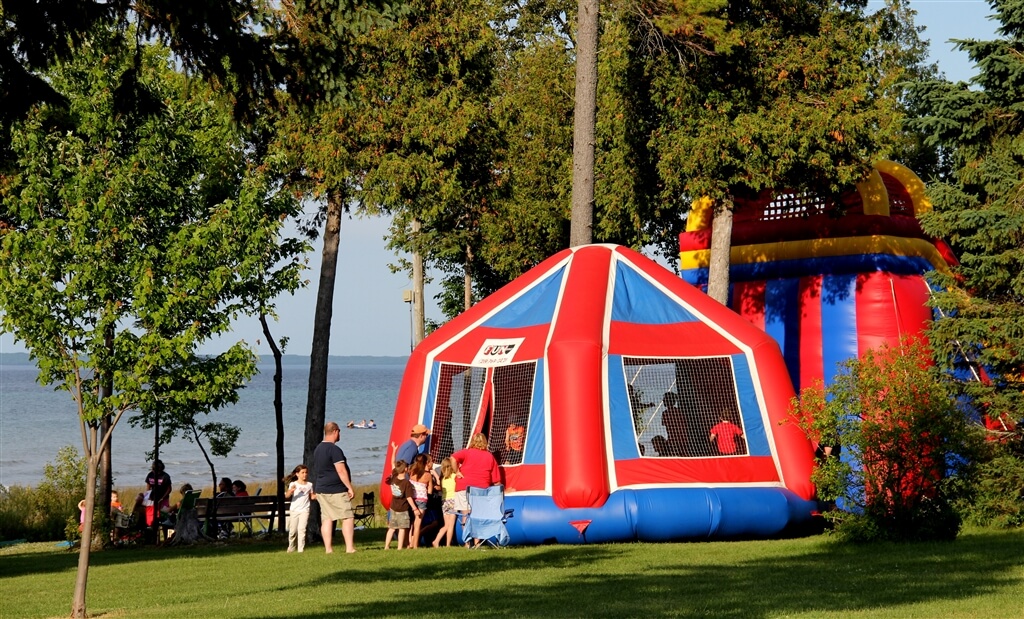 Photo of a bounce house for the 4th of July at Mackinaw Mill Creek Camping in Mackinaw City, MI. © 2016 Frank Rogala.