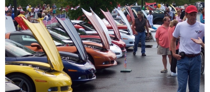 Photo of the Corvette Crossroads Auto Show in Mackinaw City, Michigan. Image source: mackinawchamber.com.