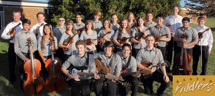 Photo of the Saline Fiddlers Philharmonic, a musical performing group. Image source: salinefiddlers.com.