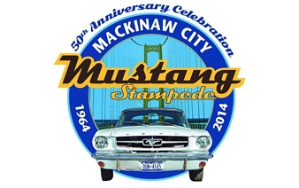 Logo for the 50th Anniversary Mackinaw City Mustang Stampede Car Show. Image source: mackinawchamber.com.