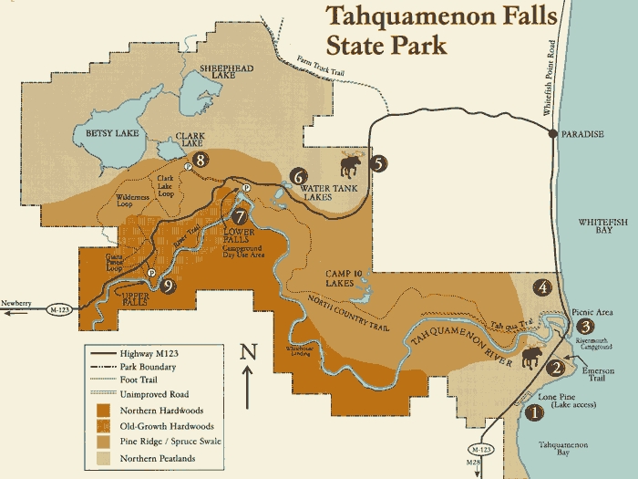 Tahquamenon Falls Trail Map Tahquamenon Falls State Park (Venue) - Mackinaw Mill Creek Camping